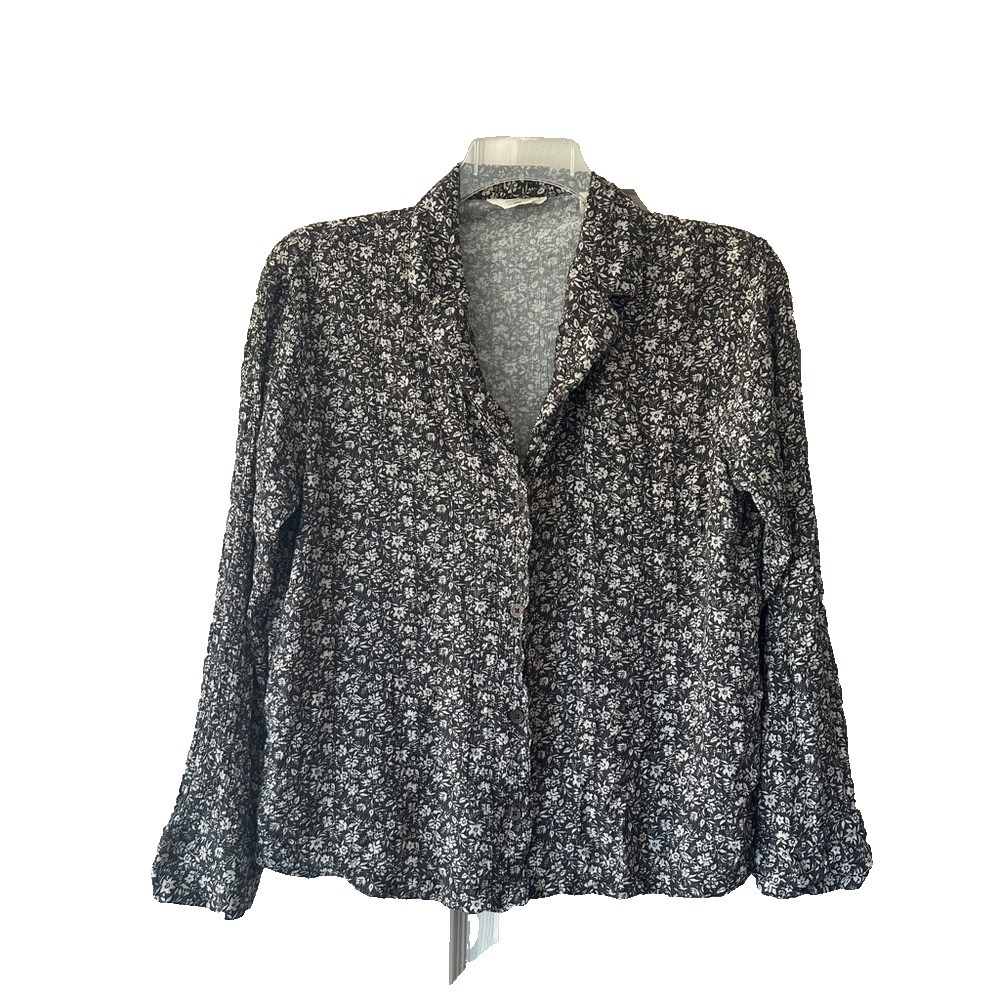 Faherty Cabana Long Sleeve‎ Shirt Blouse Charcoal Woodstock Floral size Large